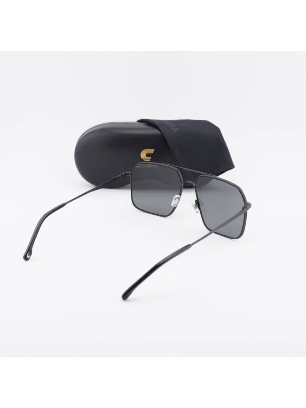 CARRERA 333/S 0003 M9 Sunglasses Black Aviator Frame, Grey Polarized Lenses